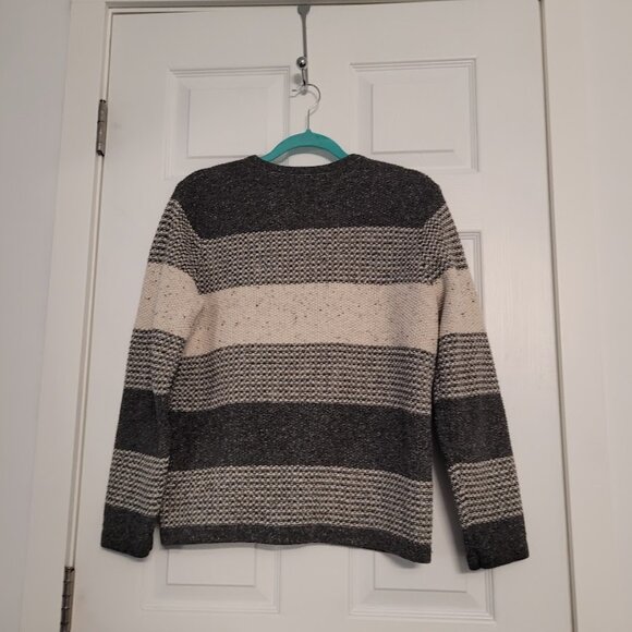 Classic zippered sweater jacket-grey/cream. Fits Size L. Boutique -100% cotton? - Picture 2 of 3